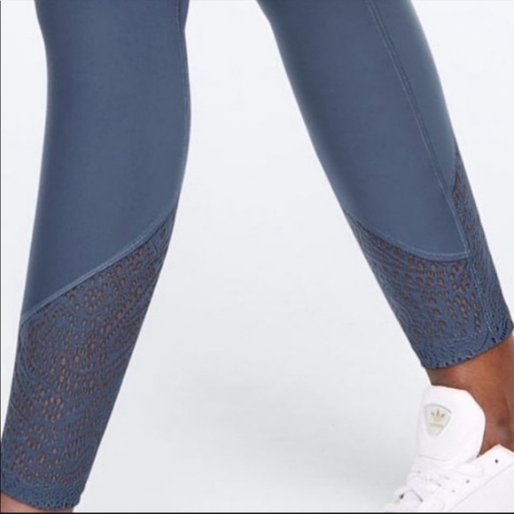 Victoria Secret PINK blue soft lattice lace Leggings size Small - Picture 2 of 8